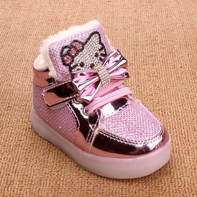 Spring Autumn Winter Children Cartoon LED Light plush Shoes Kids Sneakers