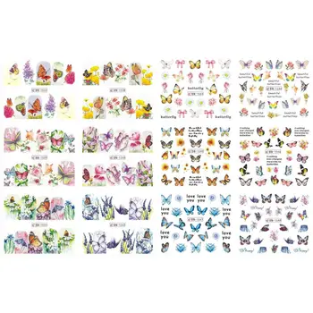 

12 PACKS / LOT NAIL ART BEAUTY WATER DECAL SLIDER NAIL STICKER FLORAL BUTTERFLY FLOWER GRASS SETS BN1537-1548