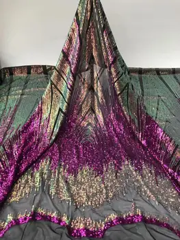 

New Unique Design Floral sequins Embroidery Nigerian Lace Fabric for African Evening Dress FJ72