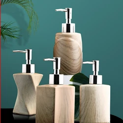 Ceramic Hand Sanitizer Bottle European Creative Wood Grain Lotion Bottle Hotel Shampoo and Shower Gel Bottle Pressing Bottle
