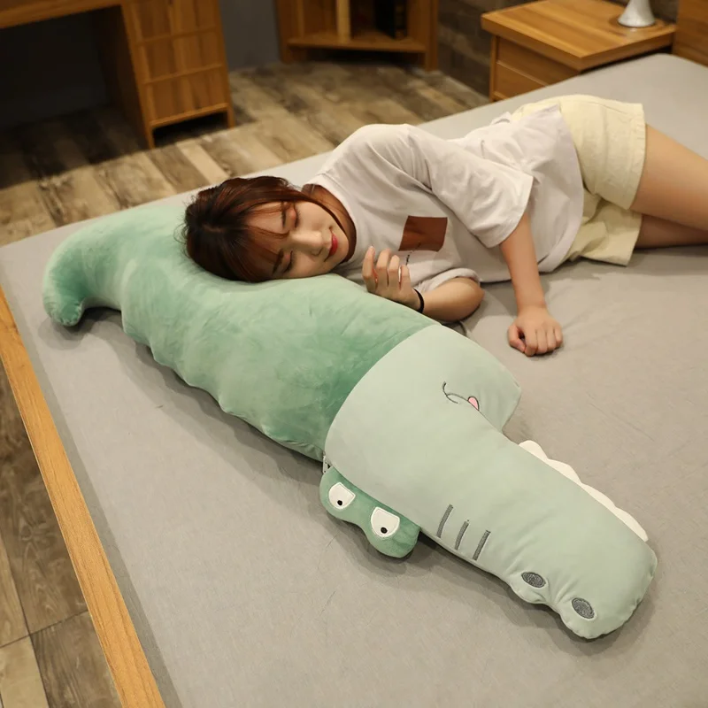 65cm-120cm Soft Funny Crocodile Plush Pillow Toy Stuffed Cartoon Animal Shape Alligator Doll Rest Nap Cushion Kids Birthday Gift