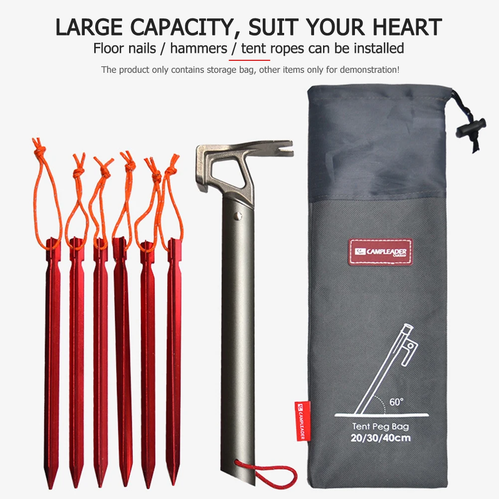 600D Oxford Cloth Tent Nail Hammer Storage Bag Portable Durable Dirt Resistant Drawstring Tent Camping Tools Accessories camping storage bag camping tent accessories