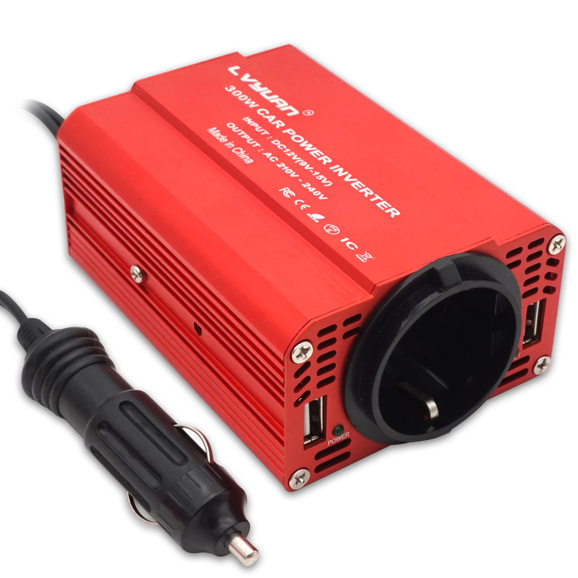 LVYUAN inversor de corriente para coche, convertidor de corriente de 300W, 12V, 220V y CA 110v con adaptador USB Dual 3.1A, automático, toma de coche| - AliExpress
