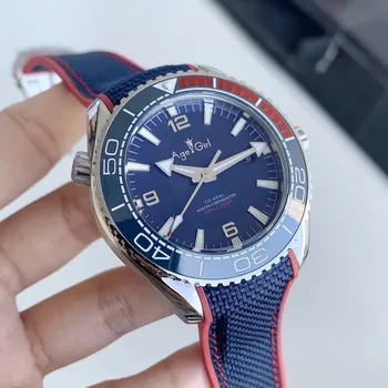 

Classic New Men Automatic Mechanical Blue Red Ceramic Bezel Canvas Rubber Stainless Steel James Bond 007 Sapphire Watches