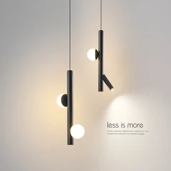 Plafonnier Led suspendu en Tube noir au design nordique créatif, éclairage d'intérieur, luminaire décoratif de plafond, idéal pour un salon, une chambre à coucher, une salle à manger ou un Bar 