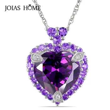 

JoiasHome925 Silver Necklace Pendant European and American Luxury Amethyst Love Pendant Necklace Valentine's Day Gift