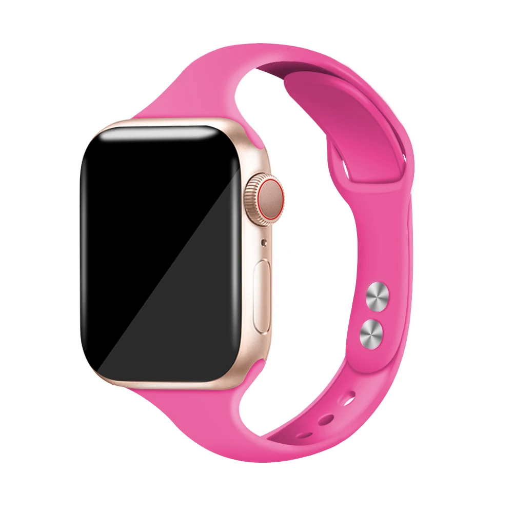 Barbie powder Силиконовый ремешок для Apple Watch 38 мм 42 мм iwatch 4 ремешок 44 мм/40 мм спортивный браслет резиновый ремешок для iwatch 5 4 3 2 1 - Цвет ремешка: Barbie powder