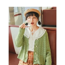 INMAN, весна, Новое поступление, литературный однотонный вязаный женский кардиган из полиэстера с v-образным вырезом и пуговицами