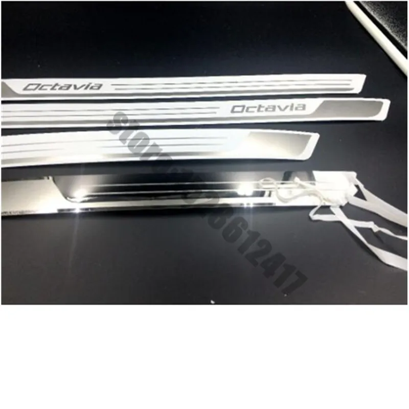 CHROME DOOR SILL COVERS STAINLESS STEEL TO FIT SKODA OCTAVIA MK2 A5 04-2013 