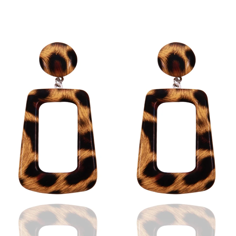 leopard print Большие круглые серьги Овальные висячие серьги-капельки кожаные леопардовые серьги для женщин классические винтажные полые массивные серьги ювелирные изделия - Окраска металла: leopard print