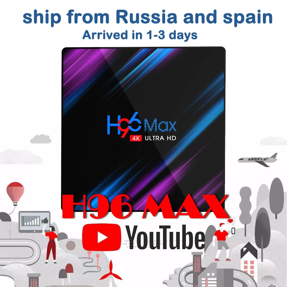 

H96MAX Android 9.0 TV Box RK3318 Quad Core 64bit 2.4G/5.8G Wifi BT 4.0 4K HD Media Player Mini Set Top Box Voice Control H96 MAX