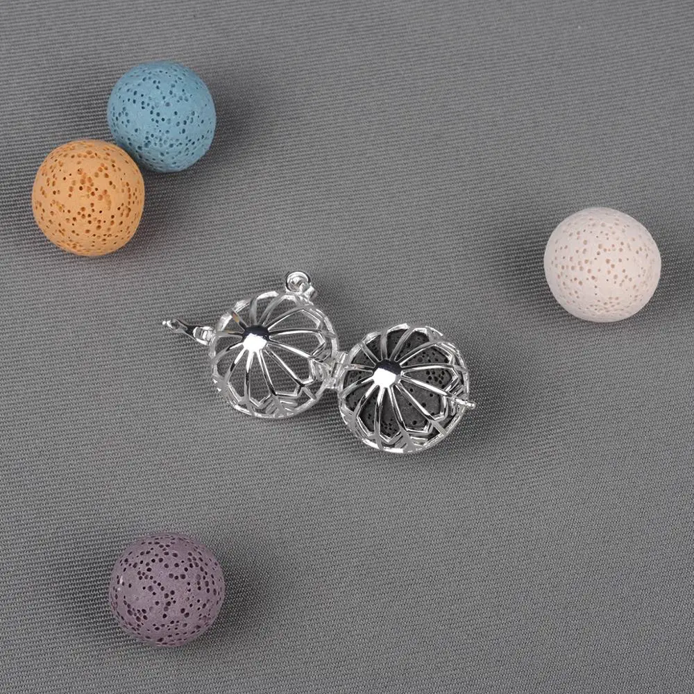 EUDORA 20 mm snowflake Round hollow cage Pendant fit Lava Balls or Chime ball Aromatherapy Essential Oil Diffuser Necklace H247 4