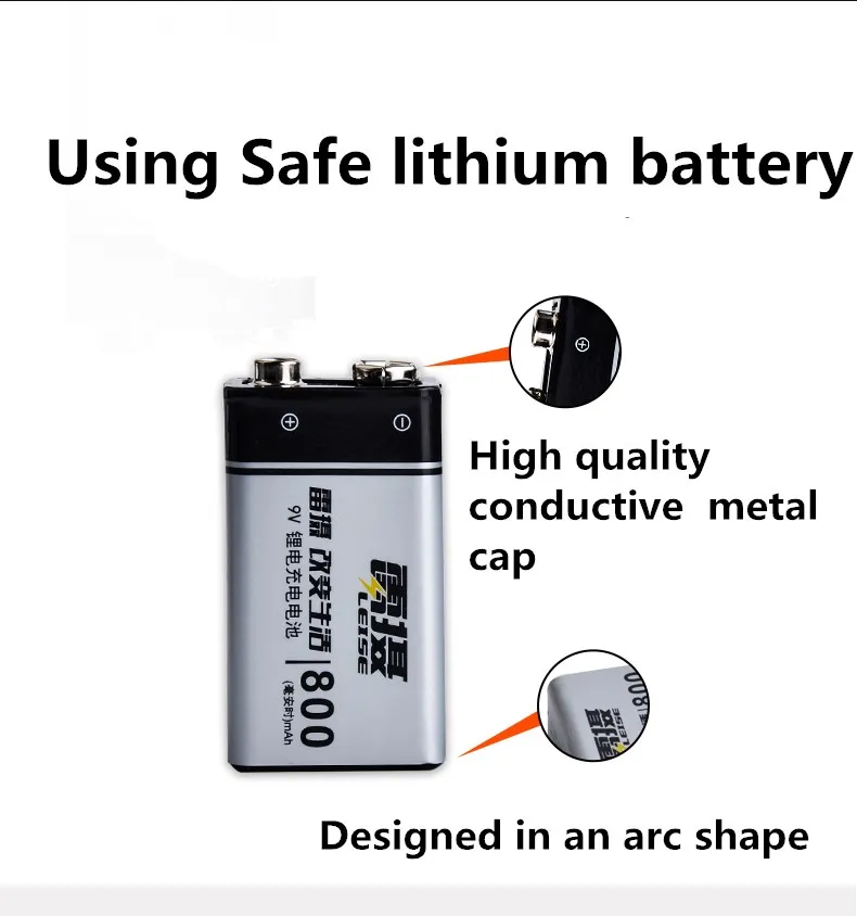 Leise 2 pcs Original 9V 800 mAh Rechargeable Li-ion Battery High Capacity With Battery Case for Multimeter RC Toy Remote Control