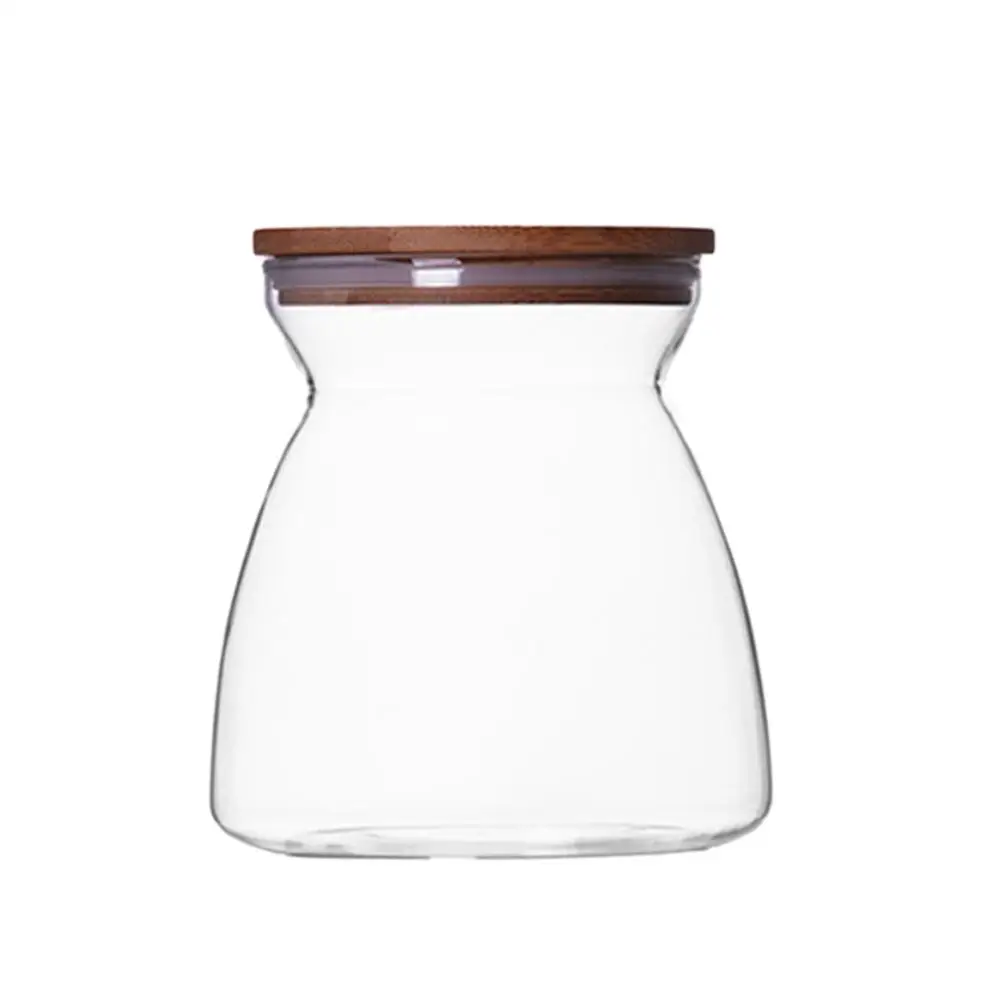 Кухонный резервуар для хранения Контейнер Герметичный контейнер прозрачный стеклянный контейнер для хранения фасоли чайник банка с бамбуковой крышкой