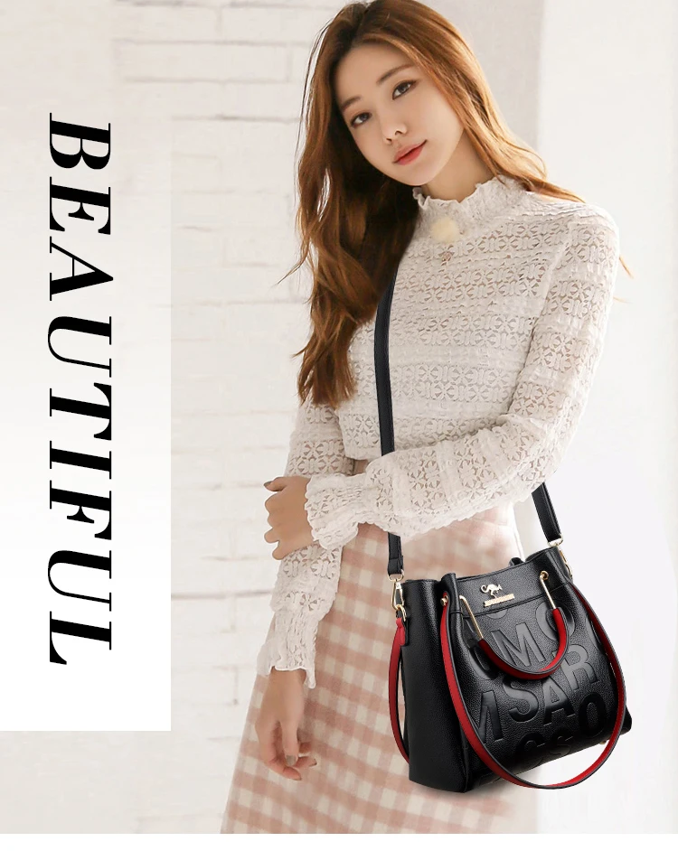 Luxury Handbags Designer Letter Pu Leather Women Shoulder Bags High Capacity Ladies Crossbody Bag Fashion Casual Female Tote Bag
