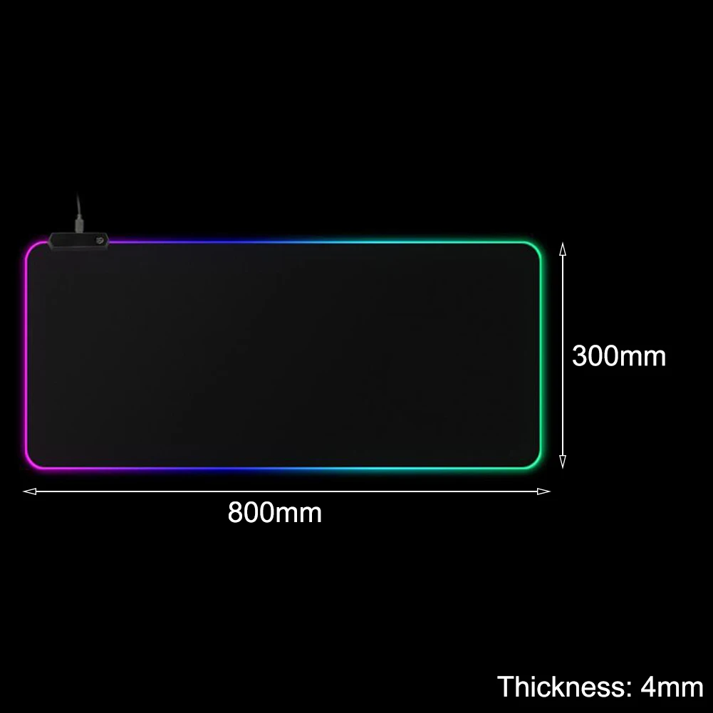 900*400 большой RGB коврик для мыши геймерский коврик для мыши блокированный светодиодный резиновый коврик для игровой мыши Противоскользящий коврик для компьютерной мыши - Цвет: 800x300x4mm