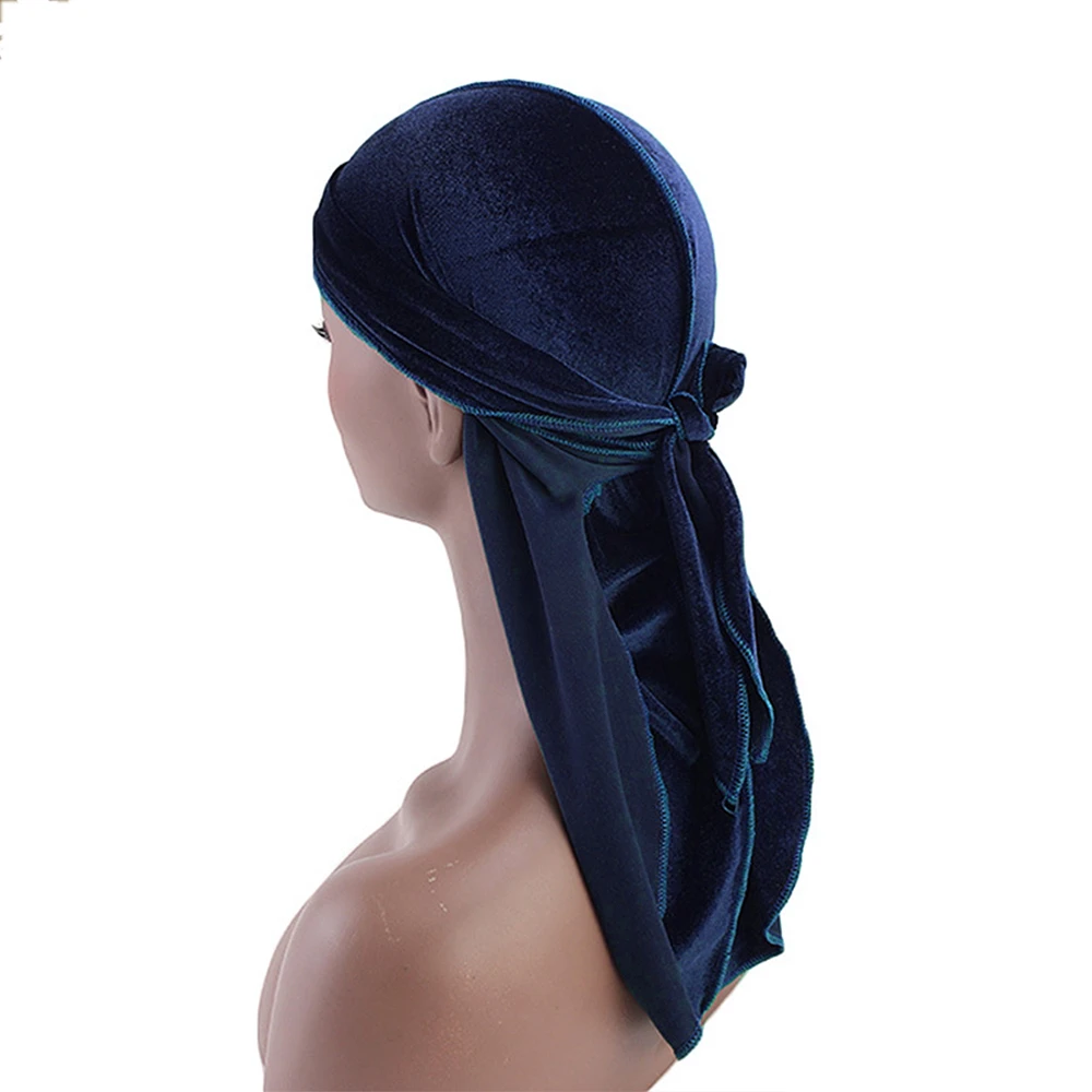 DIHOPE длинный хвост шелковый шарф Мусульманский Doo Rag пиратская шляпа Durag Кепка chemo Череп Шляпа Тюрбан повязка для волос банданы 12 цветов на выбор