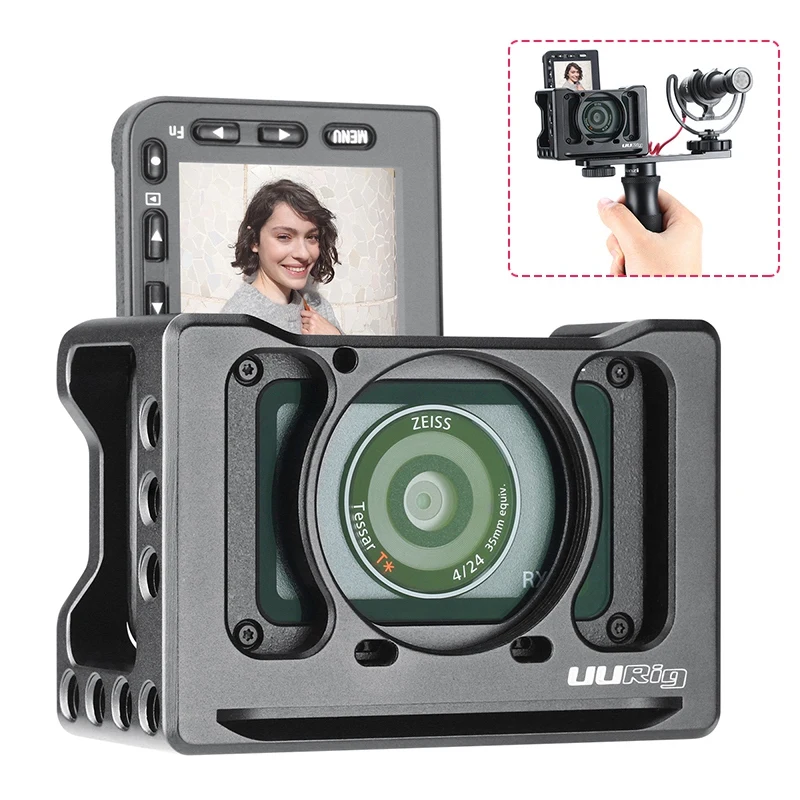 UURig C-RX0 II камера клетка Vlog кронштейн с холодным башмаком 1/4 дюймовые нити для sony RX0 II для микрофона Мини светодиодный Lig