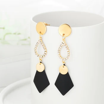 

WYBU Hand Pait Color Drop Earring Geomatric Zinc Alloy Pendant Earing Ear Jewelry For Women Gray Rhombus Chain Earrings