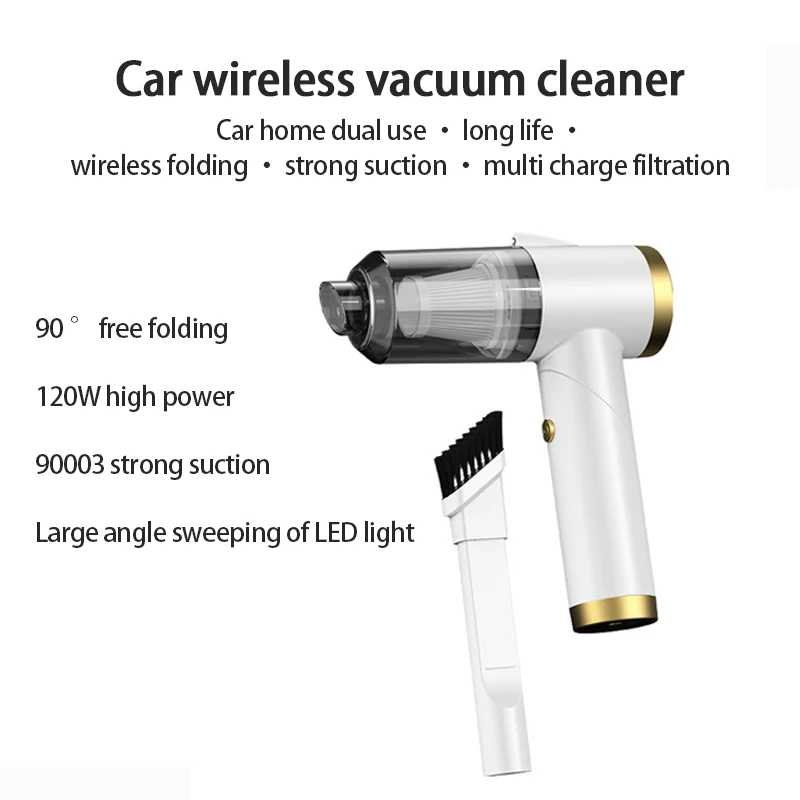 Q8 120W Car Wireless Vacuum Cleaner 9000Pa Strong Suction Folding Hand-held Portable Vacuum Car Home Household Cleaner