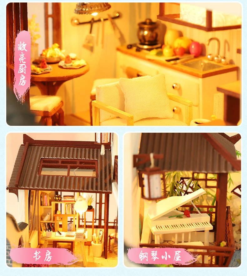 CUTEBEE кукольный дом Миниатюрный DIY кукольный домик с деревянная мебель для дома Счетный двор Dweling игрушки для детей подарок на день рождения 13848