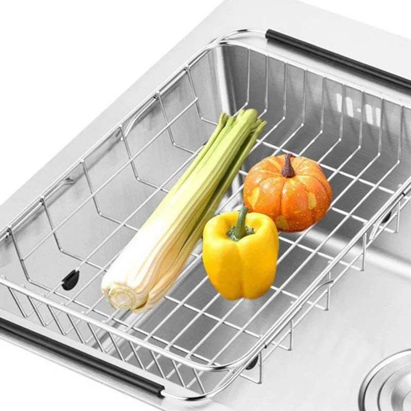 Dish Rack Over Sink, Adjustable Arms Holder Utensil Drainer Functional Drying Organizer for Vegetable and Fruit,Kitchen organi