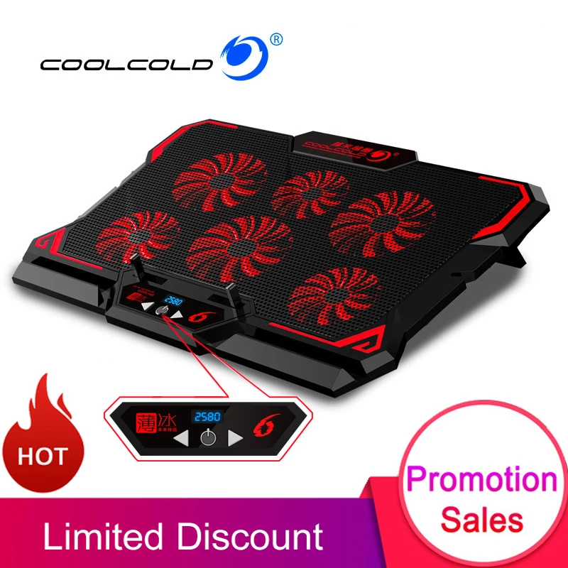 COOLCOLD 17 inch Gaming Laptop Cooler Six Fan Led Screen Two USB Port 2600RPM Laptop Cooling Pad Notebook Stand for Laptop COOLCOLD 17 inch Gaming Laptop Cooler Six Fan Led Screen Two USB Port 2600RPM Laptop Cooling Pad Notebook Stand for Laptop