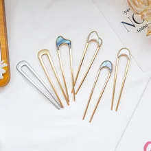 

Fashion Metal Hair Sticks for Women Shell Hair Clip Pins Minimalist U Shape Hairpins Hair Bun Maker Headwear Hair Style Tool