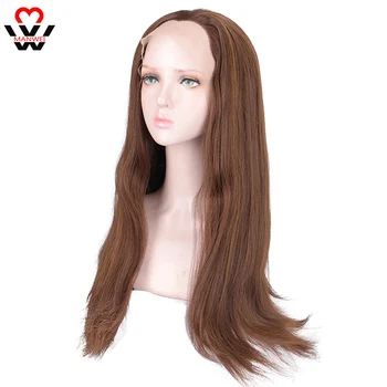 

MANWEI Light Brown Blonde Lace Front Wig with Baby Hair High Density Heat Resistant Synthetic Wigs for Women