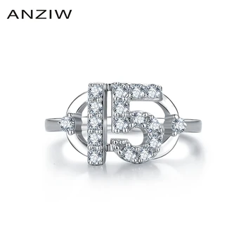 

925 Sterling Silver Princess Numbers Shaped Anniversary Party Rings Sona Round Cut Women Engagement Wedding Bridal Ring