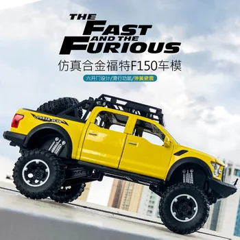 

1:32 high simulation Ford Raptor F150 off-road alloy car model Children's sound and light pull back toy car for children gifts
