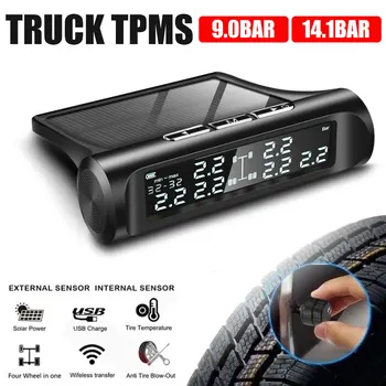 

TPMS for Truck Bus 6PCS External Sensor 14bar Solar TPMS Car Tire Pressure Alarm Monitor System Wireless Tyre Pressure Monitor
