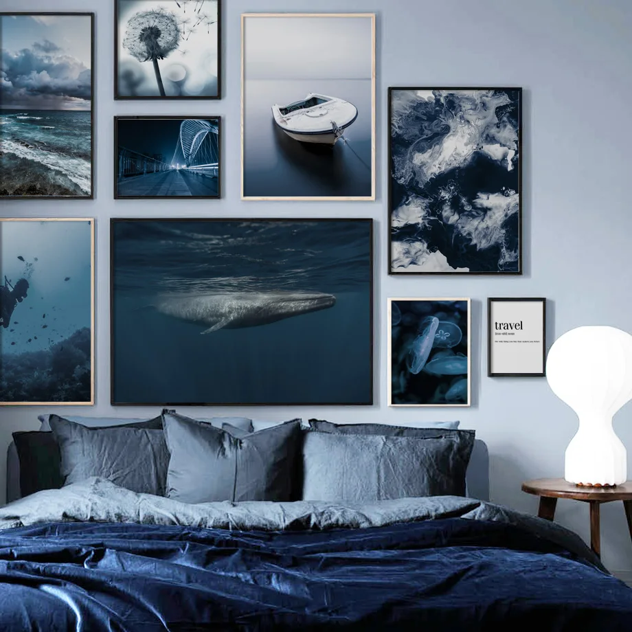 

Boat Sea Surface Whale Dandelion Wall Art Print Canvas Painting Nordic Canvas Posters And Prints Wall Pictures For Living Room