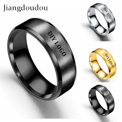 

Customized DIY LOGO Laser Titanium Rings Anti-allergy Smooth Simple Wedding Couples Rings for Man or Woman Gift Dropshipping