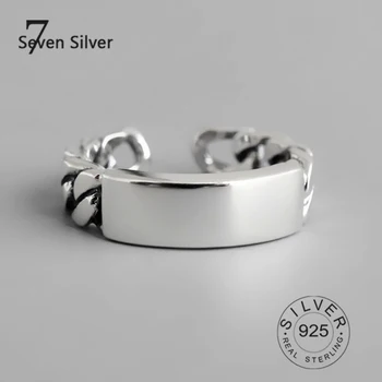 

Simple Personality Chain Shaped 925 Sterling Silver Not Allergic chain Chain Adjustable Opening Rings