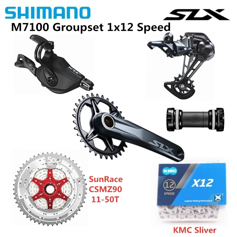 SHIMANO DEORE SLX M7100 комплект горного велосипеда MTB 1x12 speed 11-50T FC+ SL+ RD+ CSMZ90+ KMCX12 с MT800BB M7100 12 speed Groupset