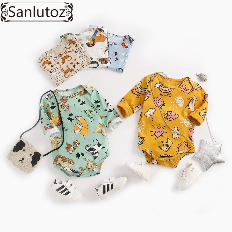 Sanlutoz/Мультяшные Детские боди из хлопка с длинными рукавами; одежда для малышей; зимний комбинезон для детей; милый комбинезон для новорожденных