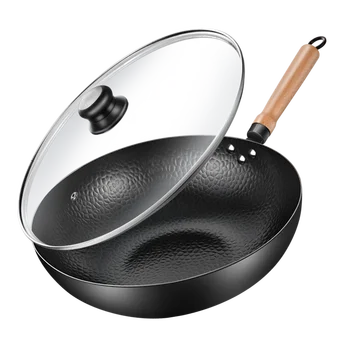 

Iron Pan 30cm32cm Hand-Forged Iron Pan Non-stick Pan Uncoated Cooking Pan Gas Induction Cooker General Cast Iron Cookware