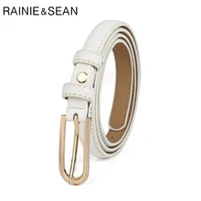 

White Belt Women Genuine Leather Thin Women Belt Cowskin High Quality Ladies Belts for Dresses Strap 107cm