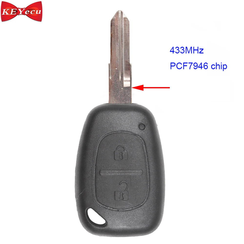 

KEYECU for Renault Kangoo 2003 2004 2005 2006 2007 2008 Replacement Remote Control Car Key Fob 433MHz PCF7946