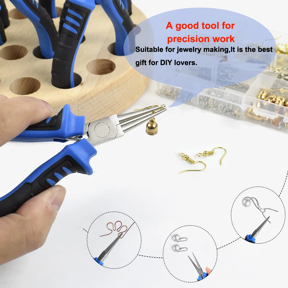 NEWACALOX 8PC 미니 플라이어 4.5 정밀 펜치 세트 와이어 스트리퍼 지적 펜치 쥬얼리 도구 펜치 만들기