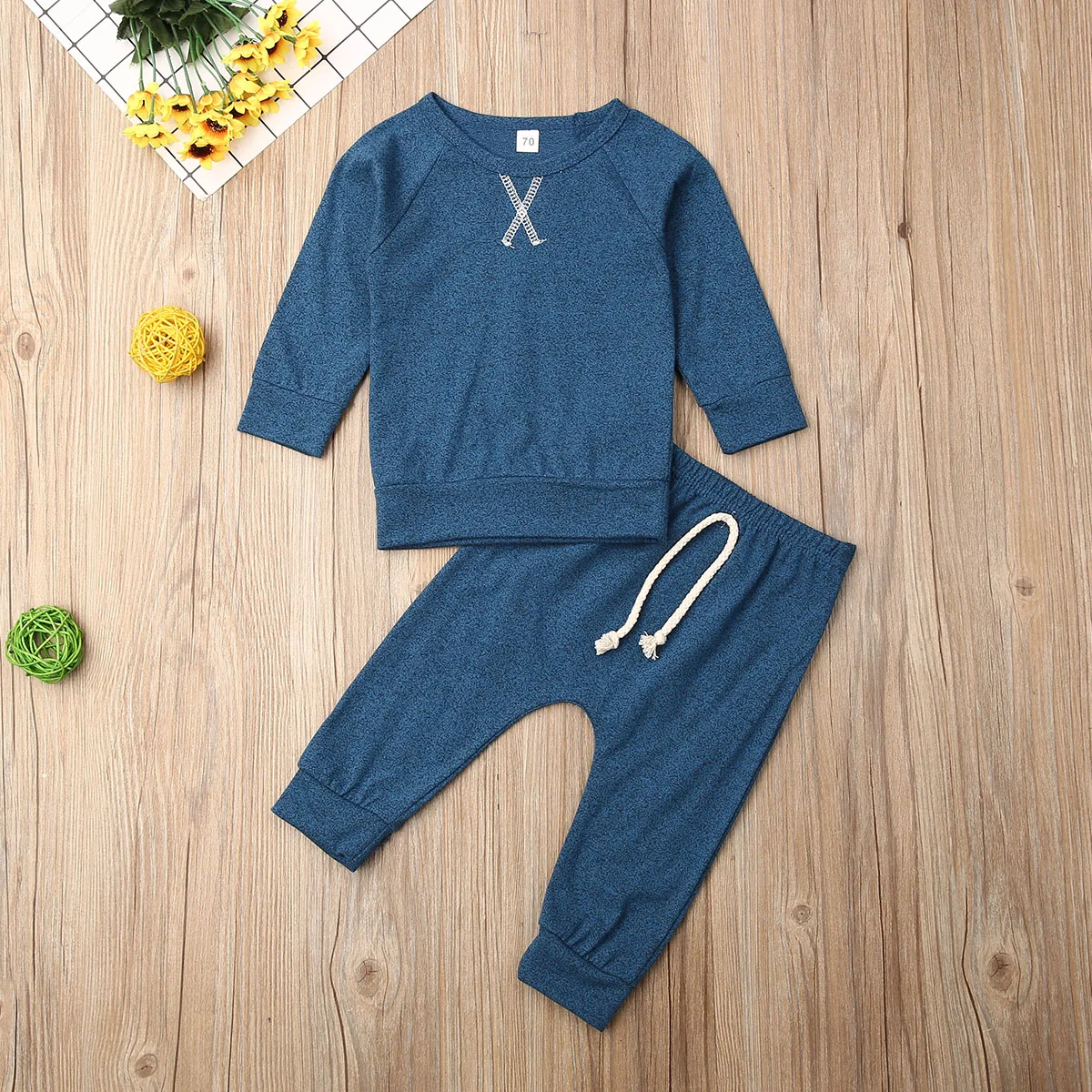 CANIS/Осенняя Одежда для новорожденных мальчиков и девочек, Удобные однотонные топы с длинными рукавами, футболка, длинные штаны, комплект одежды