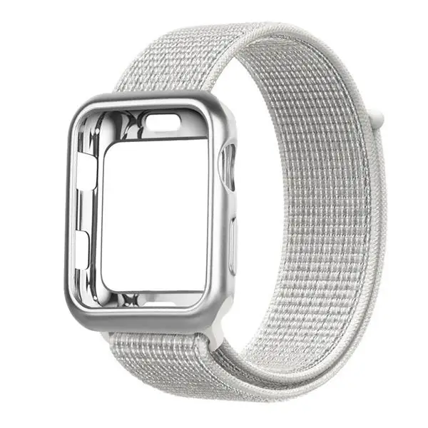 Summit white Ремешок для часов apple Watch band Спортивная петля correa apple watch 4 3 iwatch band 38 мм 42 мм 44/40 мм нейлоновый браслет+ чехол для часов - Цвет ремешка: Summit white