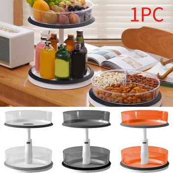 

2 Tier Countertop Cabinet For Spices Home Kitchen Food Storage Container Raised Edge Lazy Susan Turntable Organizer Pantry Round