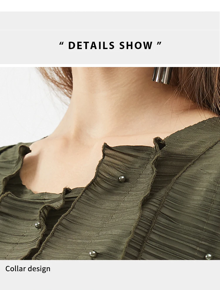 Miyake Pleated Beaded Dress  women’s Plus size Belt Sleeveless pleated ribbed boatneck round o-neck Dresses for woman in Army green Womens High Fashion Summer Designer Issey Inspired Japanese Aesthetic Clothes