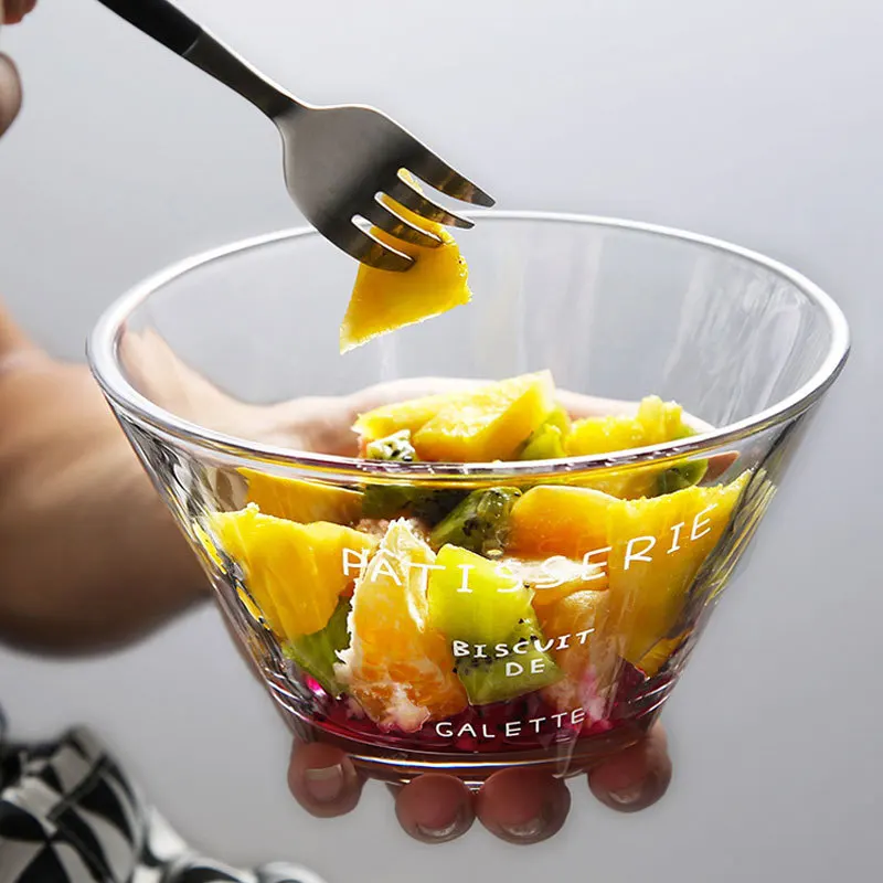 Creative Fruit Salad Bowl Household Dessert Bowl& Vegetable liao li wan Transparent Diamond Bowl Glassware Set Wholesale
