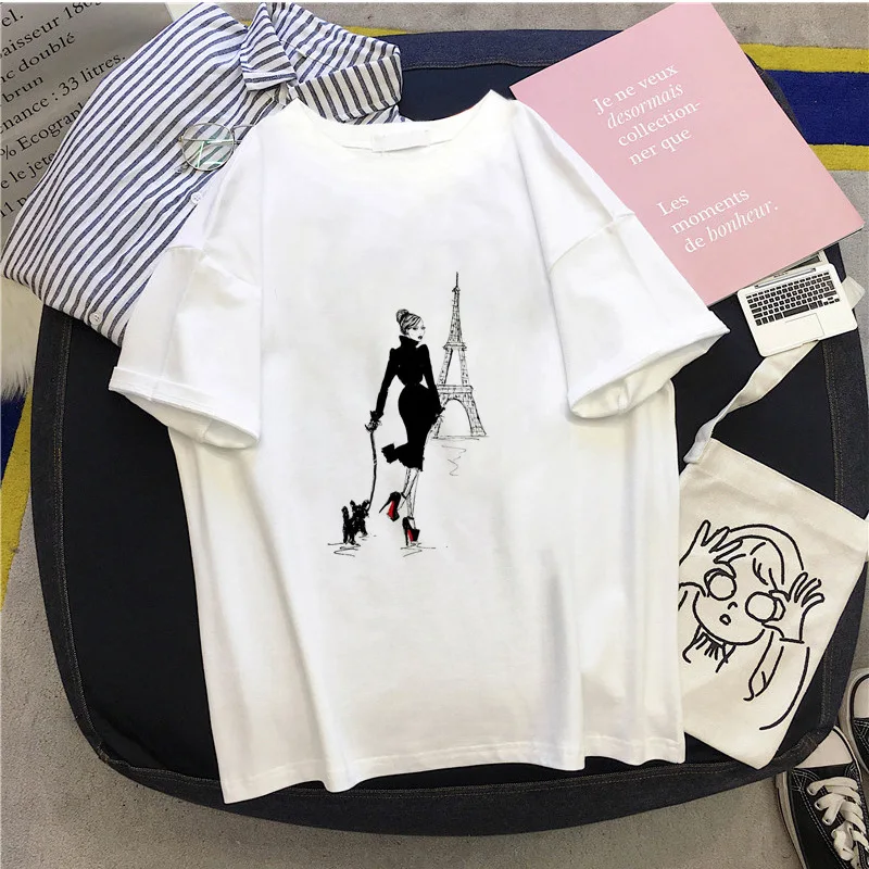 New trend Harajuku style fashion pullover round neck short sleeve T-shirt | Женская одежда