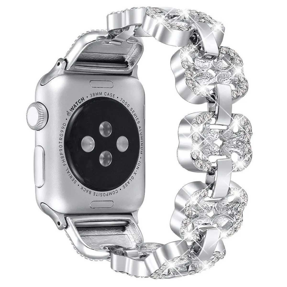 Lucky четырехлистного клевера, ремешок для наручных часов Apple Watch, ремешок 42/38 мм 44/40 мм блестящие стразы ювелирные изделия браслет для наручных часов iWatch серии 5 4 3 2 1
