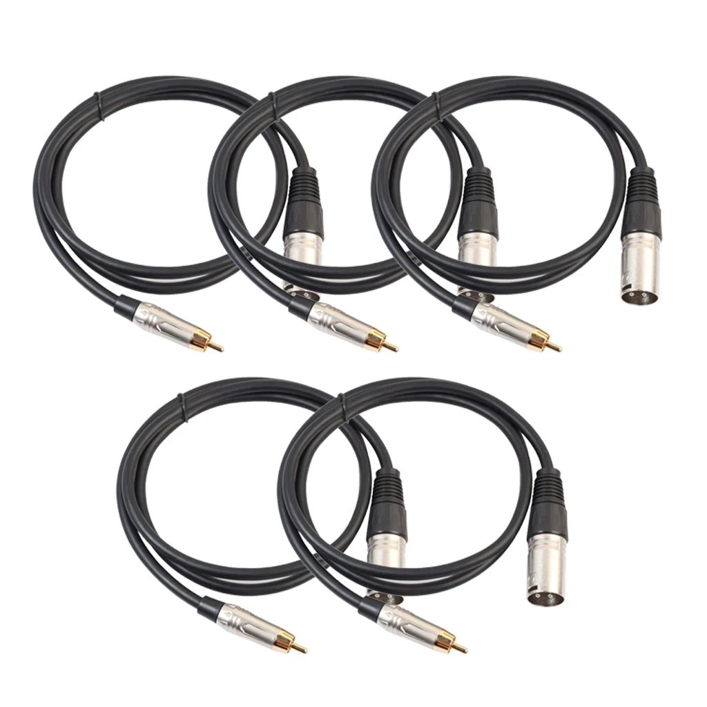 

5pcs RCA Male To XLR Male Audio Mic Cable Patch Microphone Cord Parts 1.8m