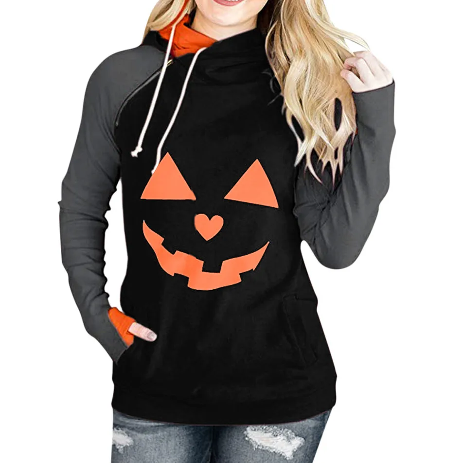 

Autumn and Winter Fashion Trends Women 's Top Wansheng Pumpkin Printing Long Sleeve Loose Sweatshirt